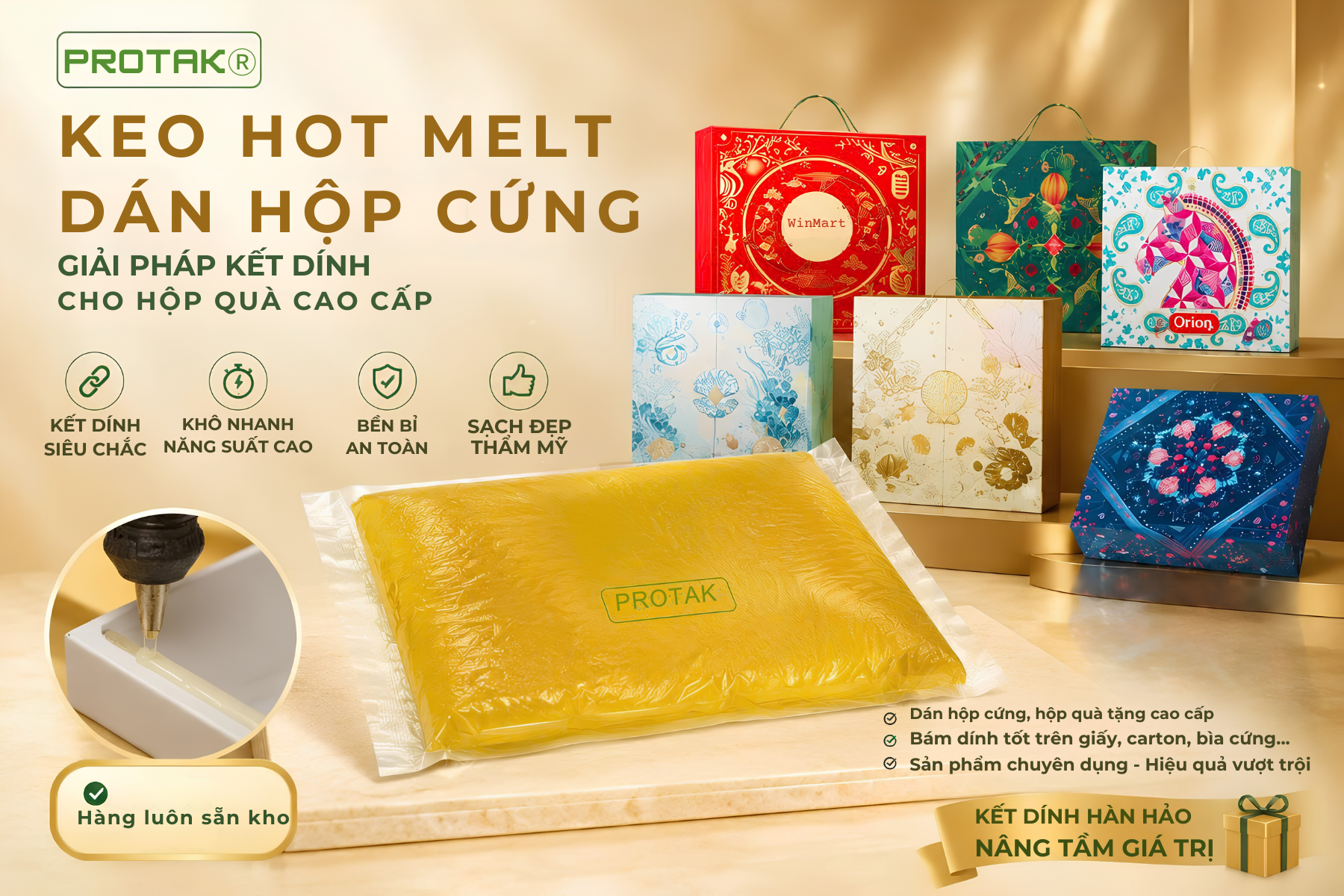 Keo Nhiệt Dán Hộp Cứng Cao Cấp Chất Lượng Cao